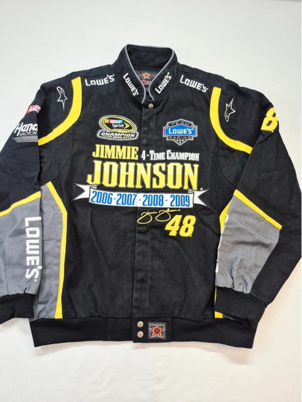 Vintage Jimmie Johnson 4-Time Champion Nascar Jacket Black Lowe's JH Design